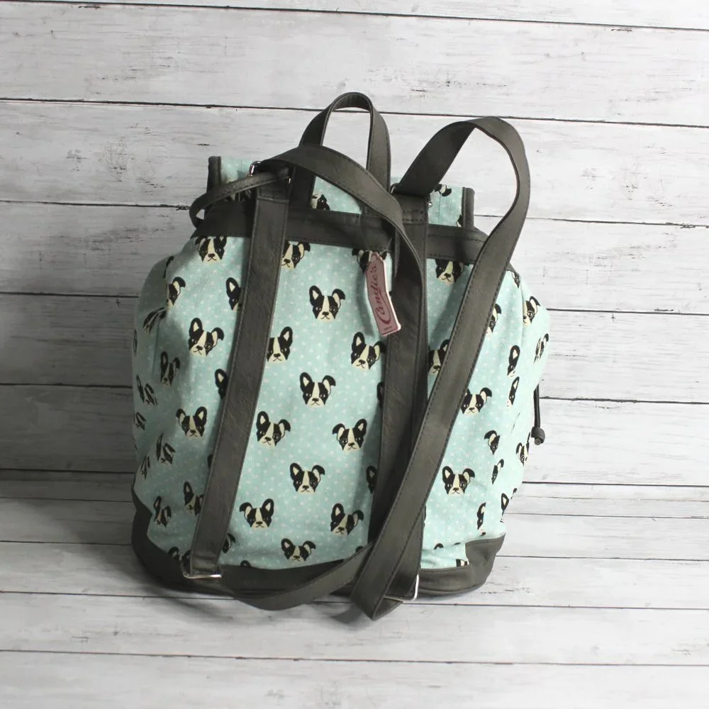 Candie's Women's Canvas Backpack Bucket Handbag Boston Terrier Dogs